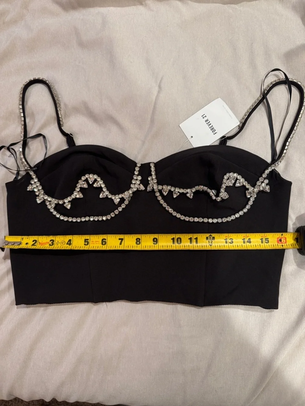 Forever 21 Black Rhinestone Embellished Crop Top - Picture 6 of 8